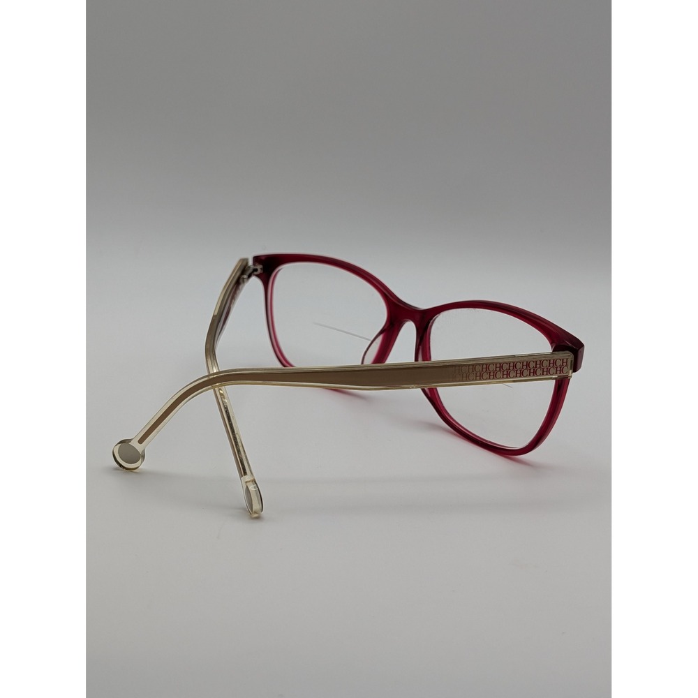 Carolina‎ Herrera VHE676K Eyeglass Frames Red Gold CH Logo 54mm Designer Eyewear